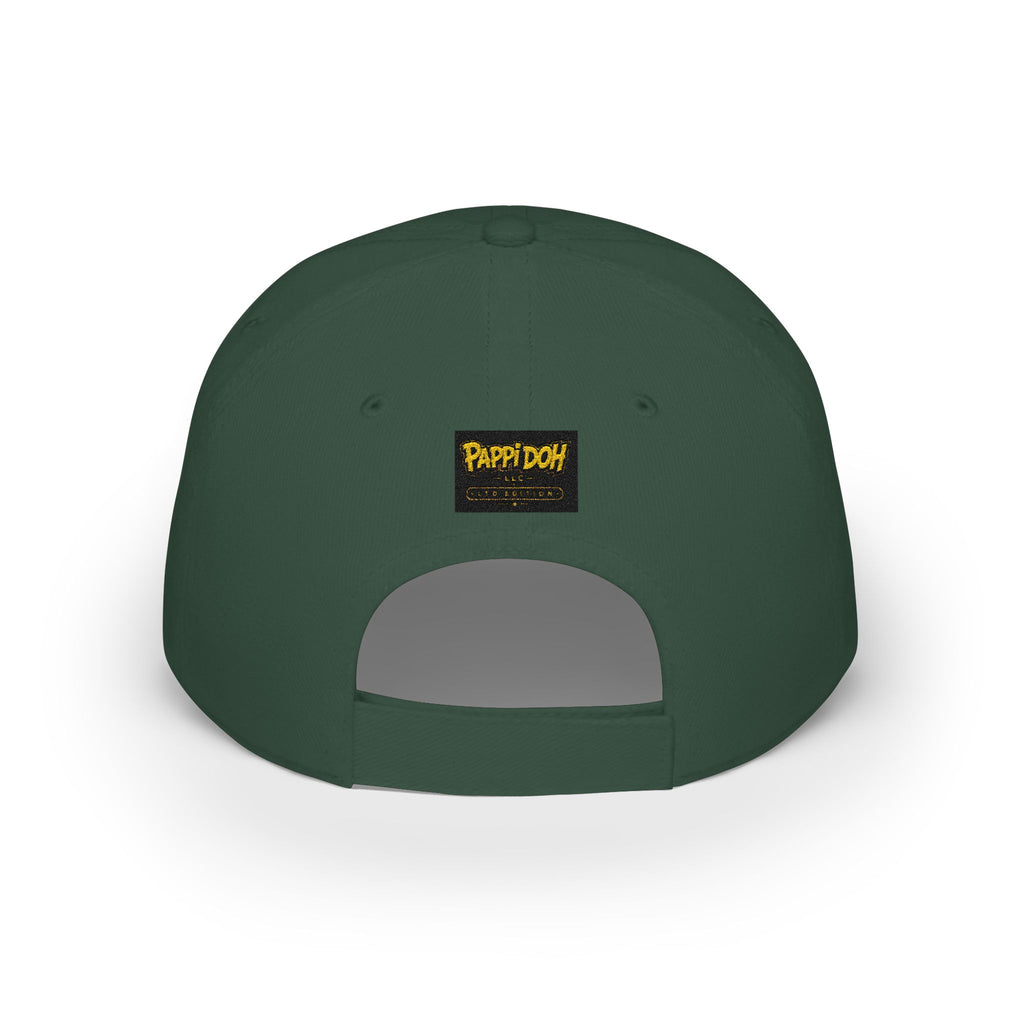 Pappidoh Logo Low Profile Baseball Cap — Black & Gold Streetwear Trucker Hat