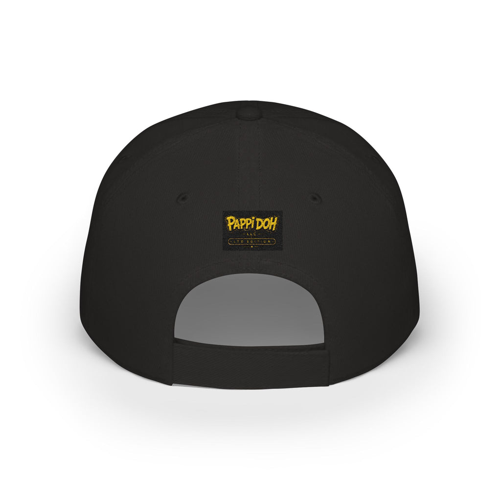 Pappidoh Logo Low Profile Baseball Cap — Black & Gold Streetwear Trucker Hat