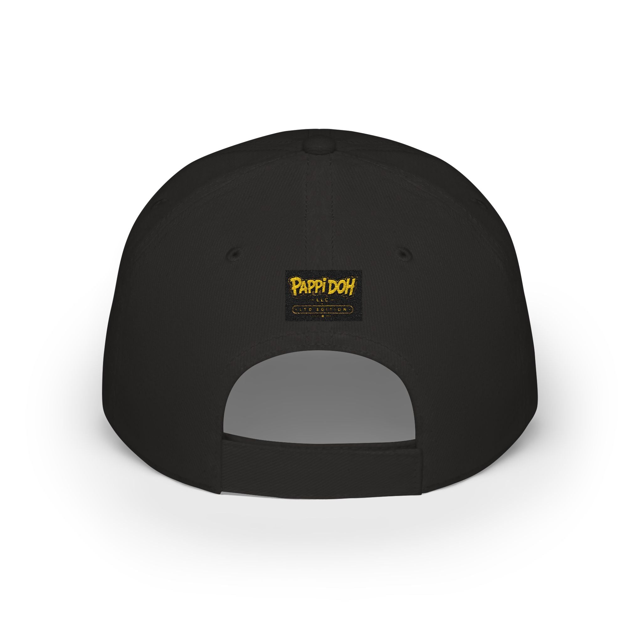 Pappidoh Logo Low Profile Baseball Cap — Black & Gold Streetwear Trucker Hat