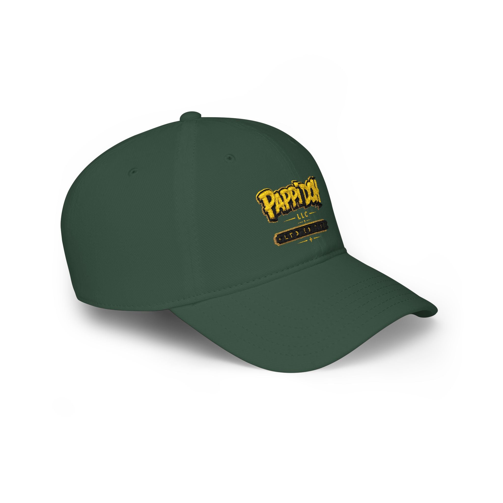 Pappidoh Logo Low Profile Baseball Cap — Black & Gold Streetwear Trucker Hat