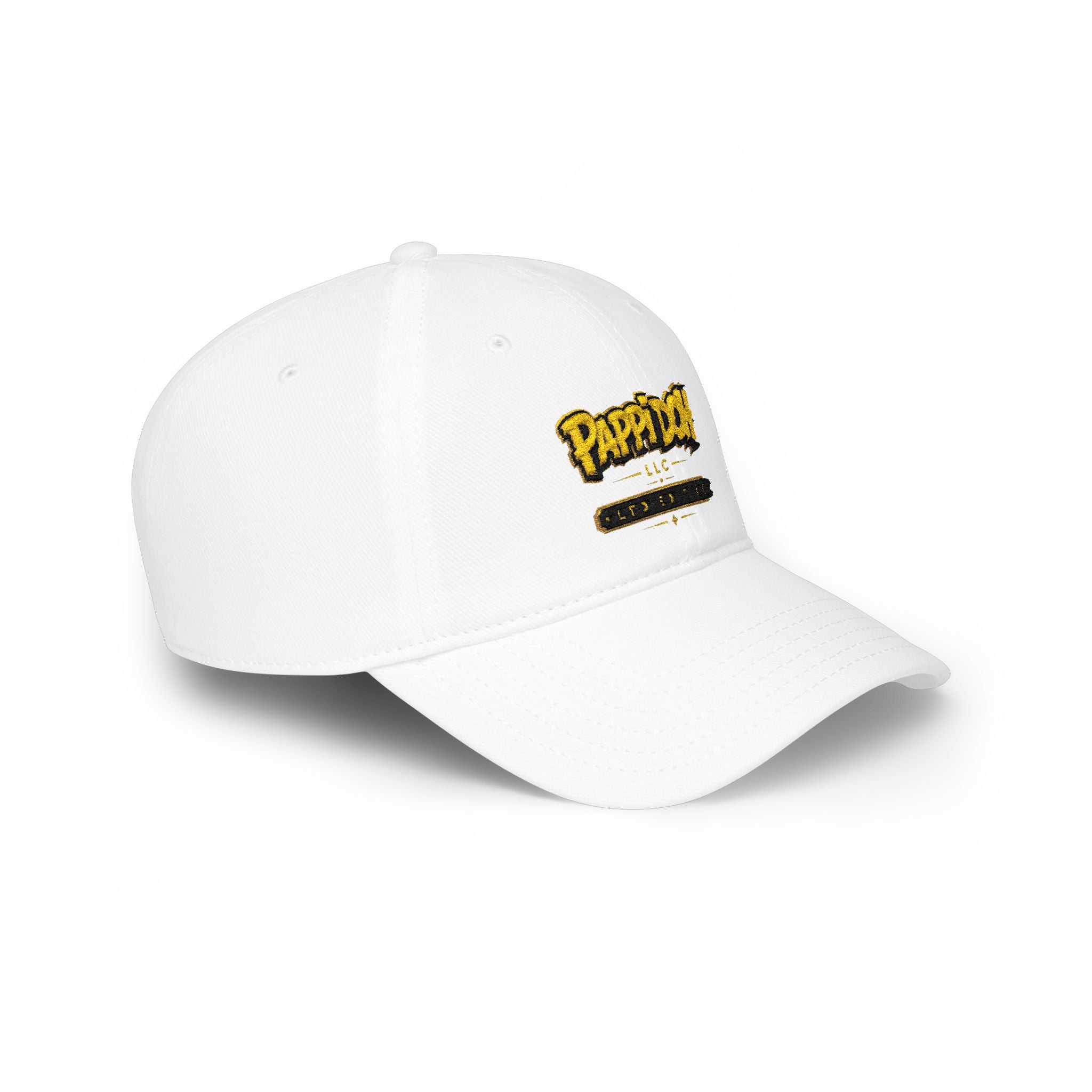 Pappidoh Logo Low Profile Baseball Cap — Black & Gold Streetwear Trucker Hat