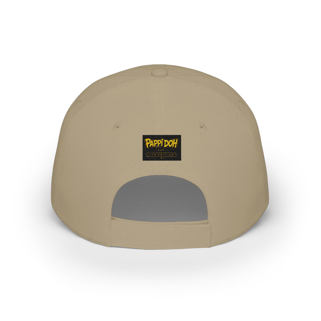 Pappidoh Logo Low Profile Baseball Cap — Black & Gold Streetwear Trucker Hat
