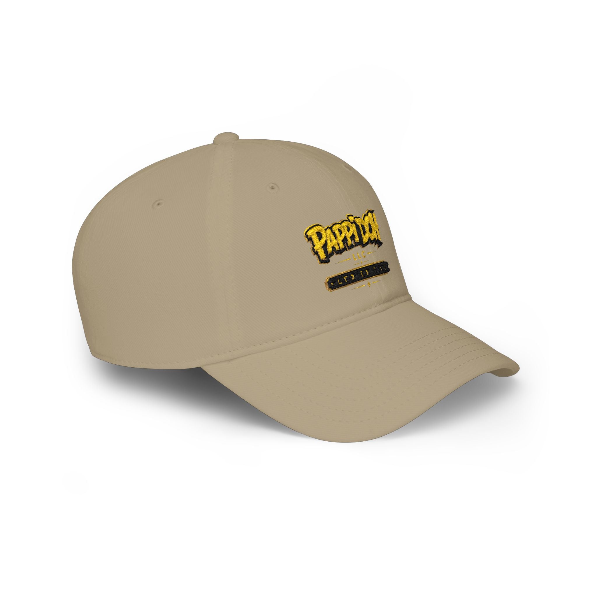 Pappidoh Logo Low Profile Baseball Cap — Black & Gold Streetwear Trucker Hat