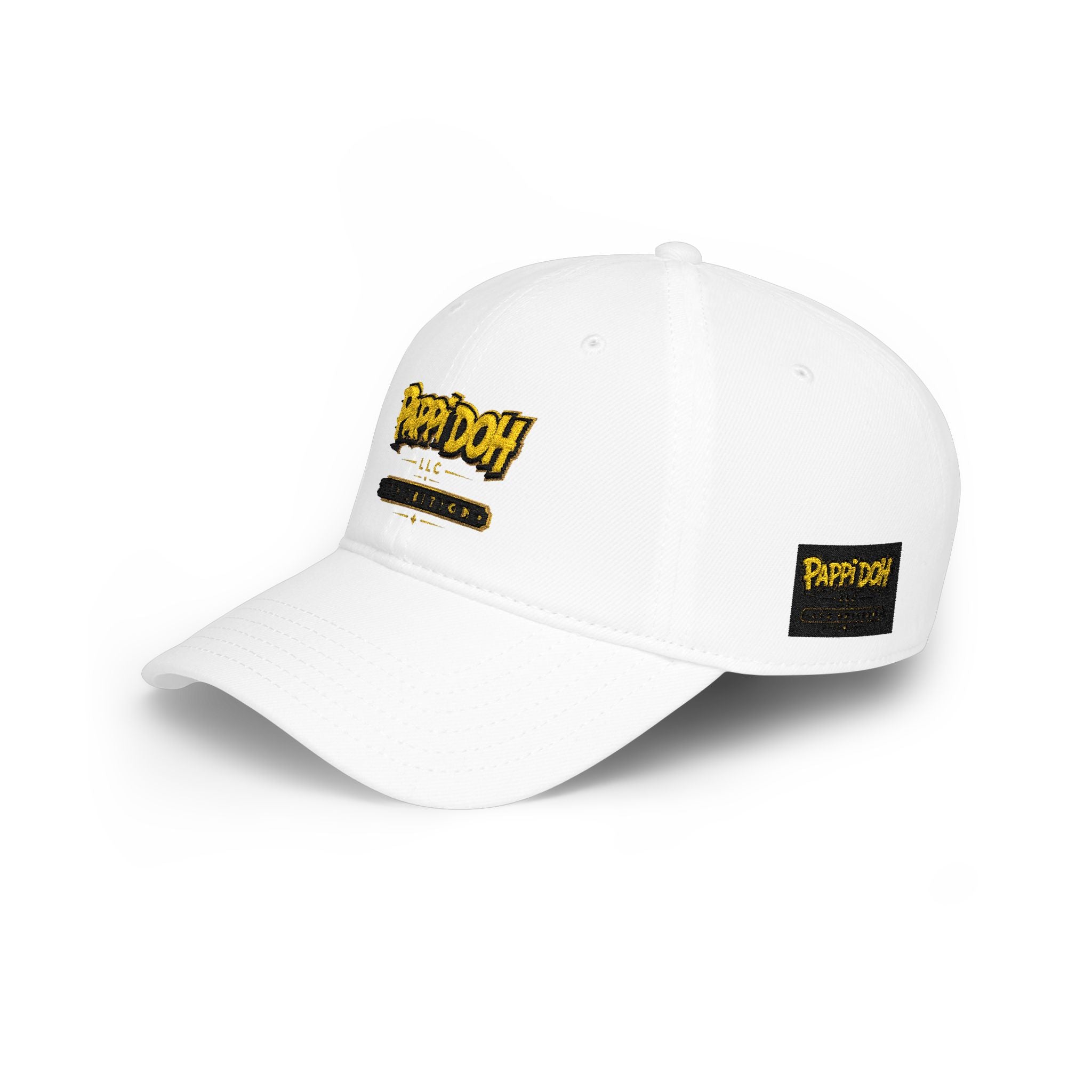 Pappidoh Logo Low Profile Baseball Cap — Black & Gold Streetwear Trucker Hat